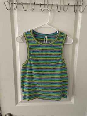 Anthropologie Striped Ribbed Tank Top - Green, Blue, Purple